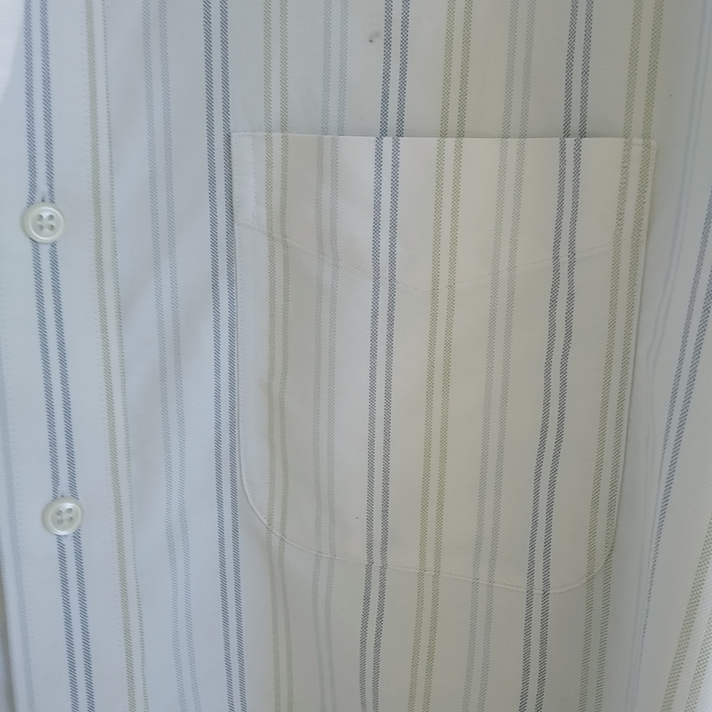 LL Bean 17.5 34 Mens Creme Casual Dress Shirt. O10G5 - Picture 3 of 8